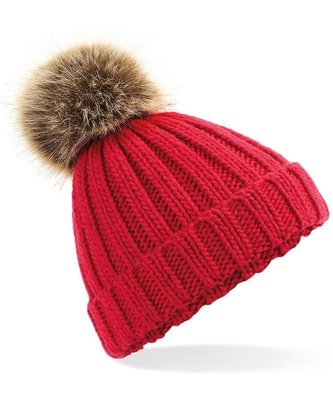 Beechfield Fur Pom Pom Chunky Beanie