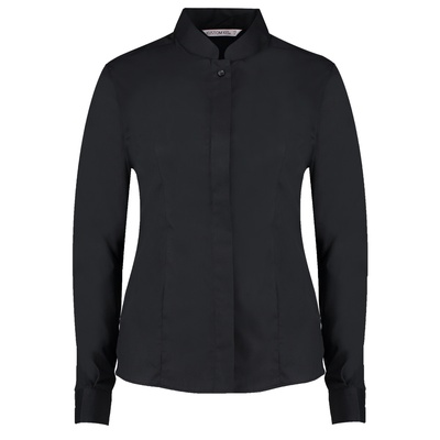 Kustom Kit Women's Mandarin Collar Fitted Shirt Long Sleeved