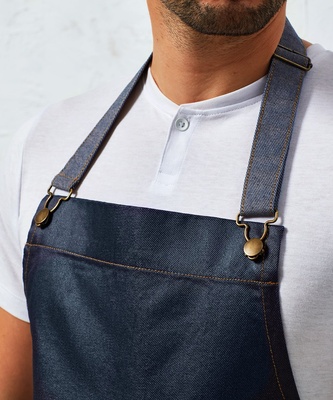 Premier 'District' Waxed Look Denim Bib Apron