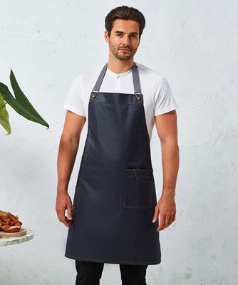 Premier 'District' Waxed Look Denim Bib Apron