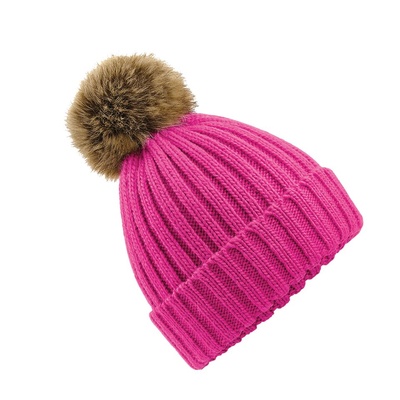 Beechfield Fur Pom Pom Chunky Beanie