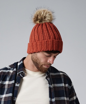 Beechfield Fur Pom Pom Chunky Beanie