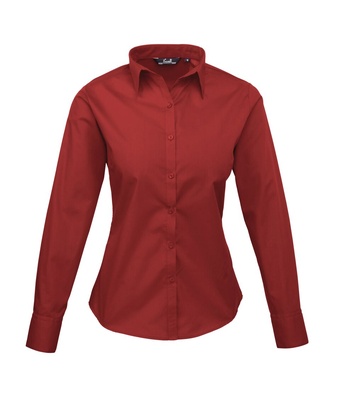 Premier Ladies Poplin Long Sleeve Blouse