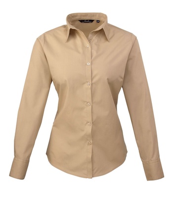 Premier Ladies Poplin Long Sleeve Blouse