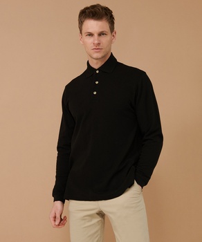 Henbury Long Sleeve Cotton Polo Shirt