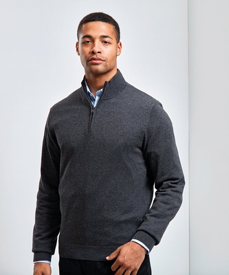 Premier Men's Quarter Zip Knitted Sweater