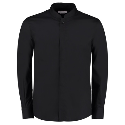 Kustom Kit Mandarin Collar Fitted Shirt Long Sleeved