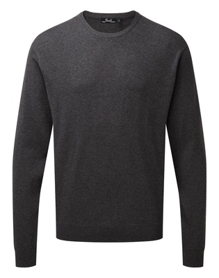 Premier Men's Crew Neck Cotton Rich Knitted Sweater