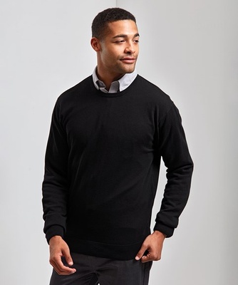 Premier Men's Crew Neck Cotton Rich Knitted Sweater