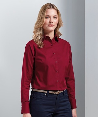 Premier Ladies Poplin Long Sleeve Blouse