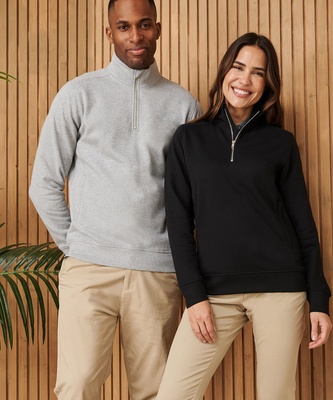 Henbury Unisex Sustainable ¼-zip Sweatshirt