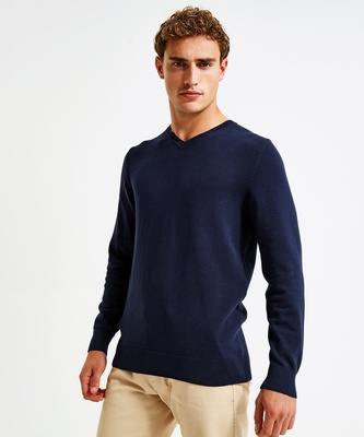 Asquith & Fox Men's Cotton Blend V-neck Sweater