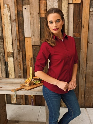 Premier Ladies Poplin Long Sleeve Blouse