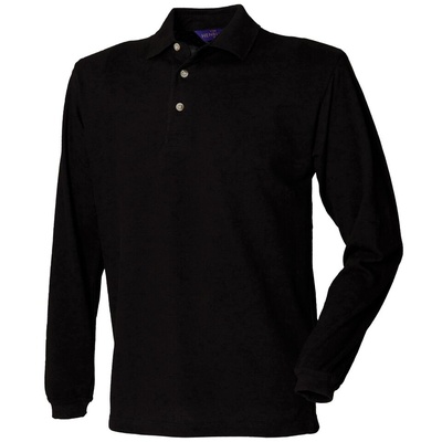 Henbury Long Sleeve Cotton Polo Shirt