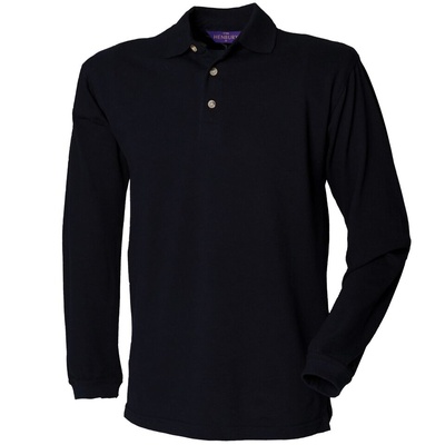 Henbury Long Sleeve Cotton Polo Shirt