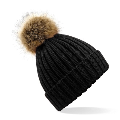 Beechfield Fur Pom Pom Chunky Beanie